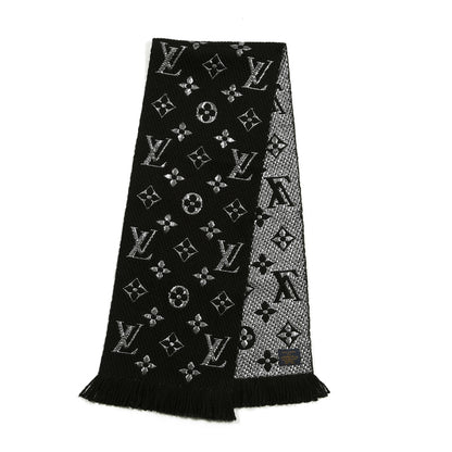 Louis Vuitton Wool Silk Logomania Shine Scarf Black 2 of 3