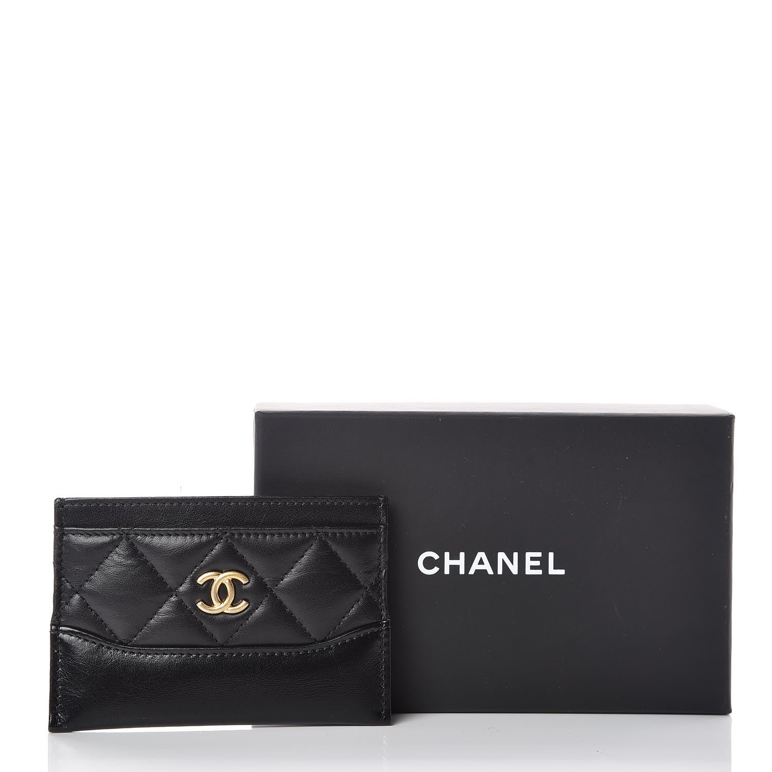 Chanel Aged Calfskin Quilted Gabrielle Card Holder Black 9 of 9