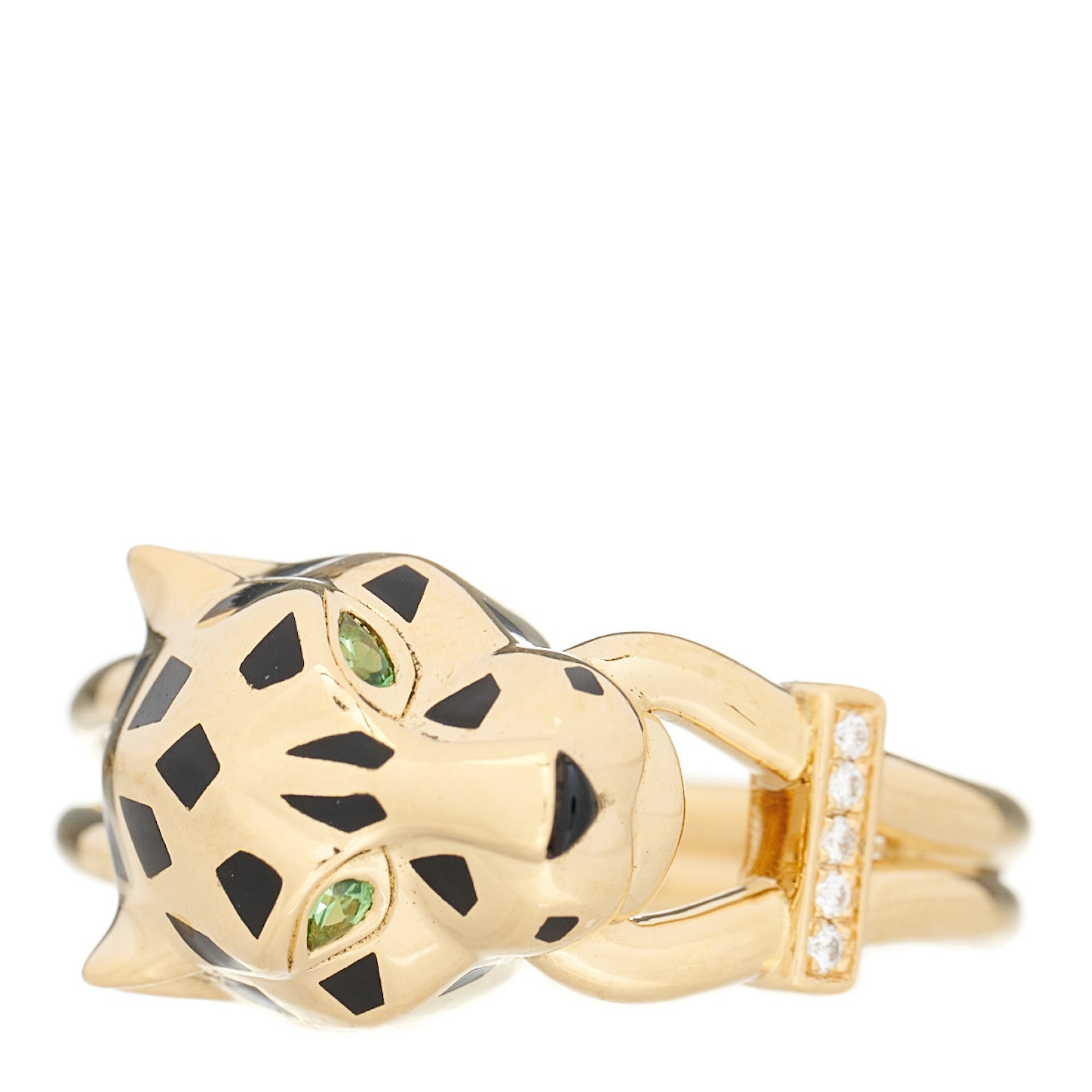 Cartier 18K Yellow Gold Diamond Tsavorite Garnet Black Onyx Panthere de Cartier Ring 58 8.25 2 of 7