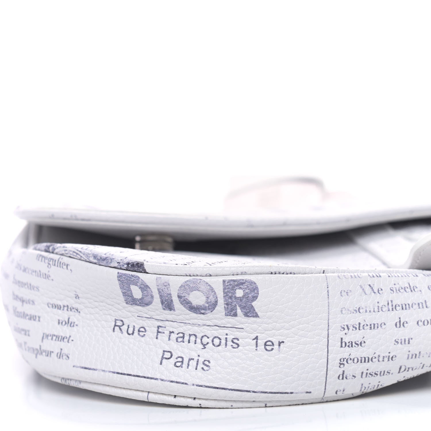 Christian Dior X DANIEL ARSHAM Grained Calfskin Newspaper Print Saddle Bag White 7 of 8