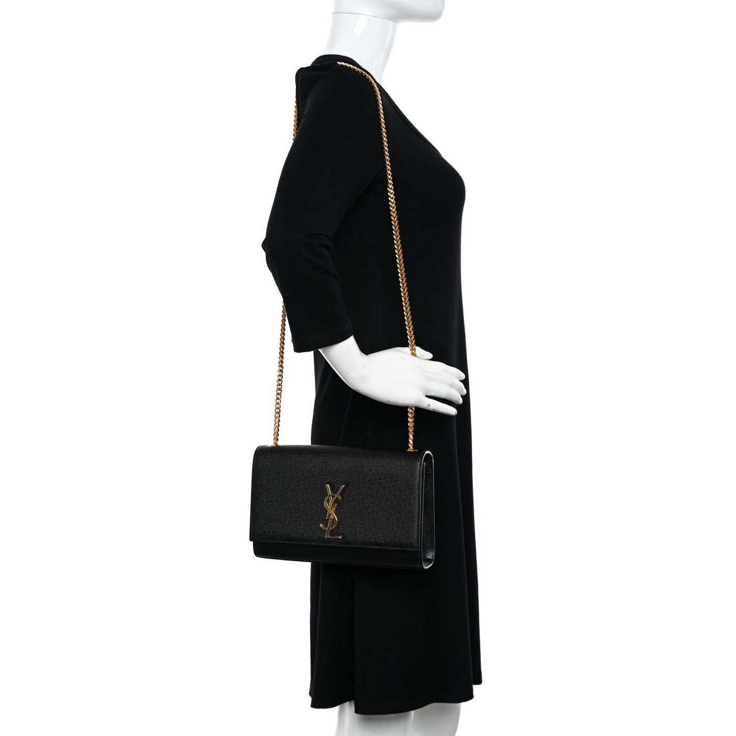 Grain De Poudre Medium Classic Monogram Kate Satchel Black