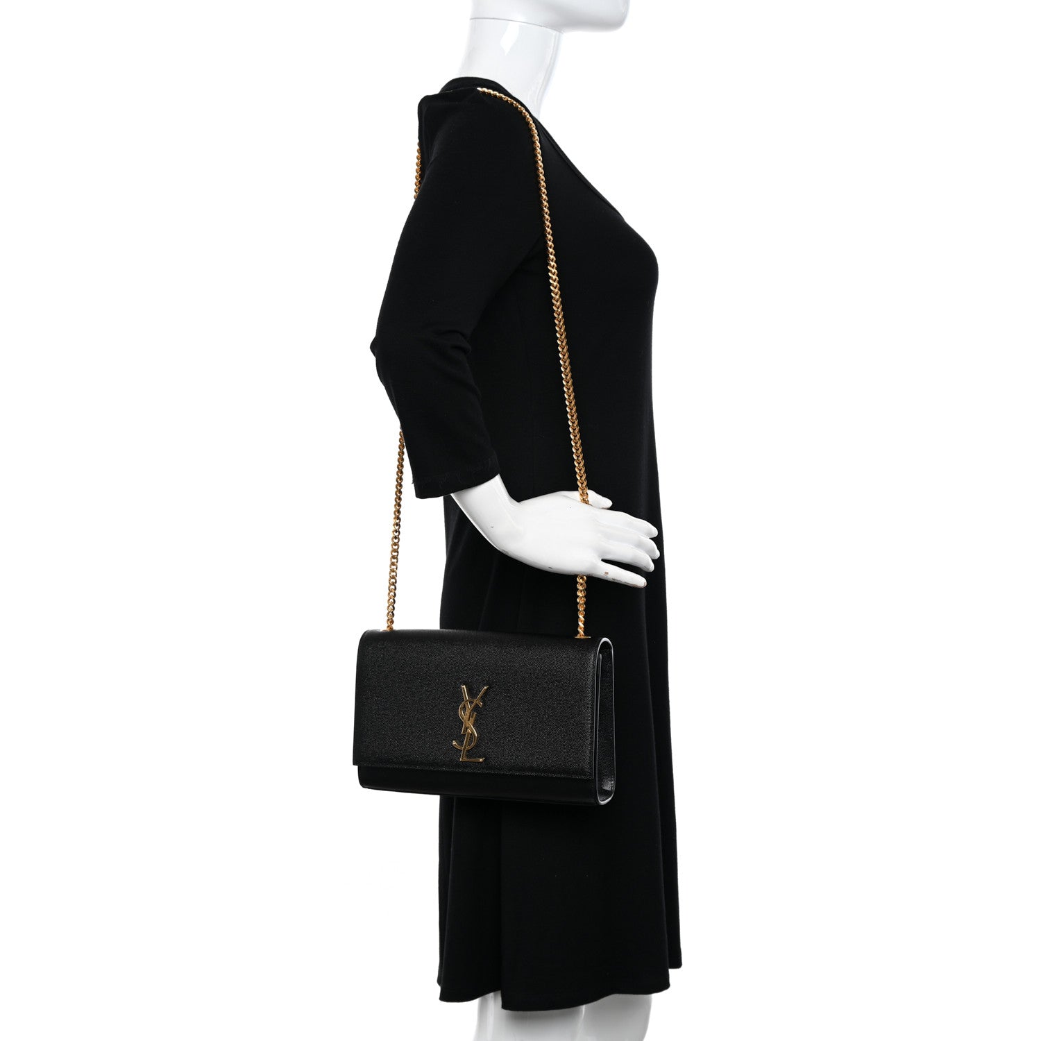 Saint Laurent Grain De Poudre Medium Classic Monogram Kate Satchel Black 2 of 9
