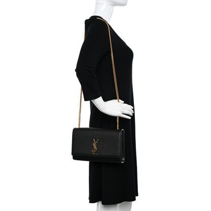 Saint Laurent Grain De Poudre Medium Classic Monogram Kate Satchel Black 2 of 9