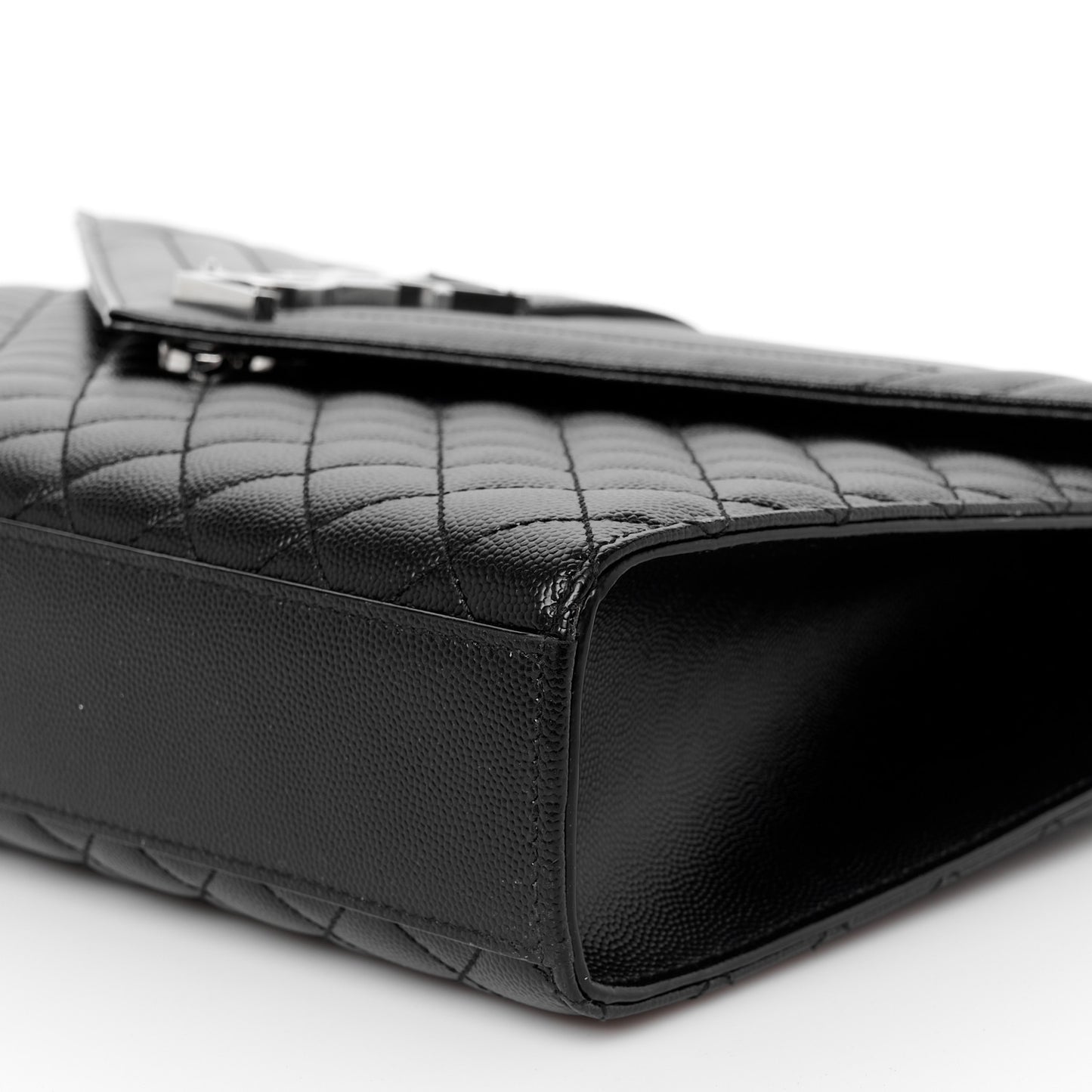 Grain De Poudre Textured Mixed Matelasse Large Triquilt Monogram Satchel Black
