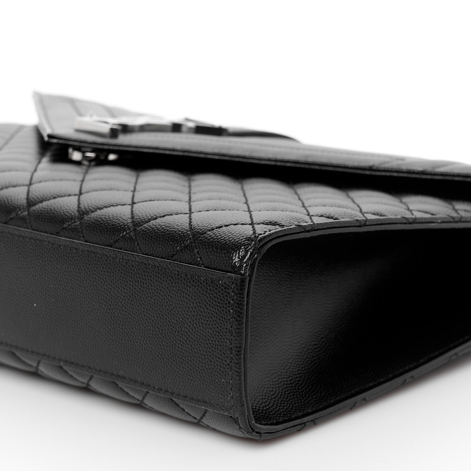Saint Laurent Grain De Poudre Textured Mixed Matelasse Large Triquilt Monogram Satchel Black 11 of 11