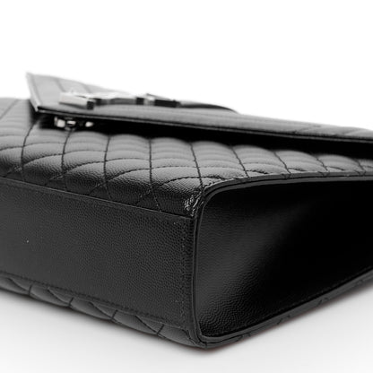 Saint Laurent Grain De Poudre Textured Mixed Matelasse Large Triquilt Monogram Satchel Black 11 of 11