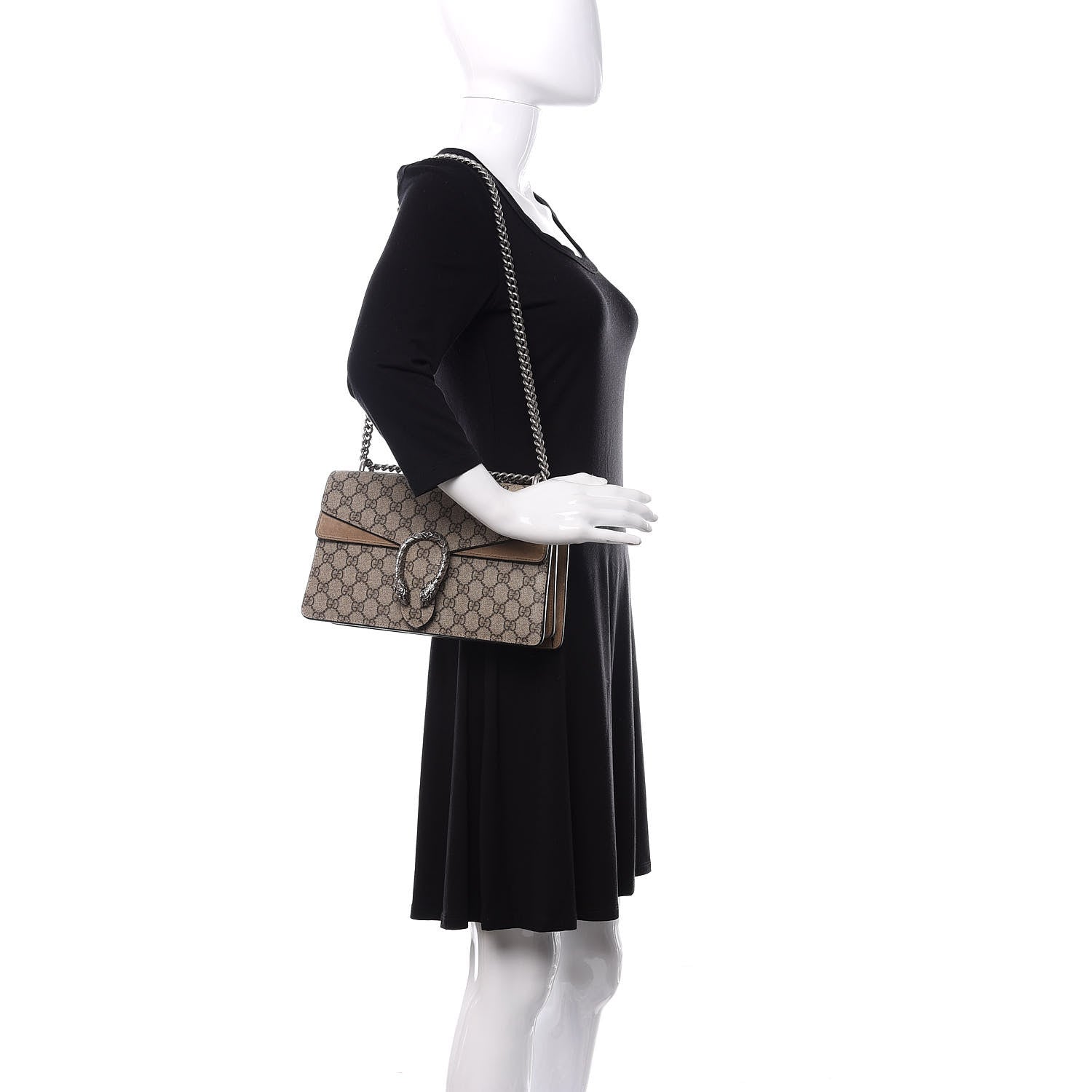 Gucci GG Supreme Monogram Small Dionysus Shoulder Bag Taupe 2 of 14