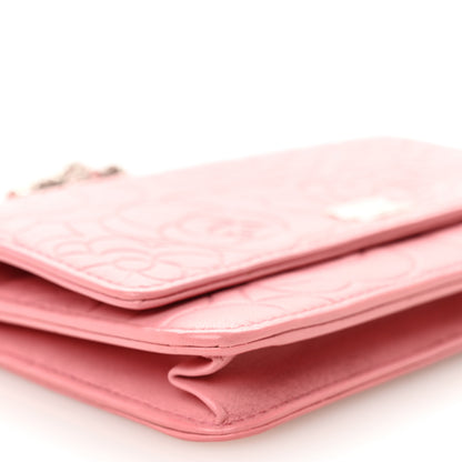 Chanel Lambskin Camellia Embossed Wallet on Chain WOC Pink 10 of 12