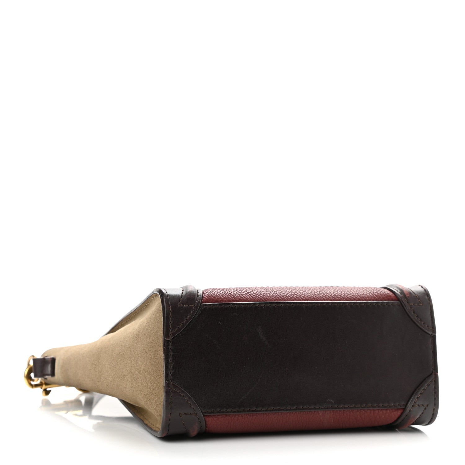 Celine Calfskin Suede Nano Tri-Color Luggage Burgundy 4 of 16