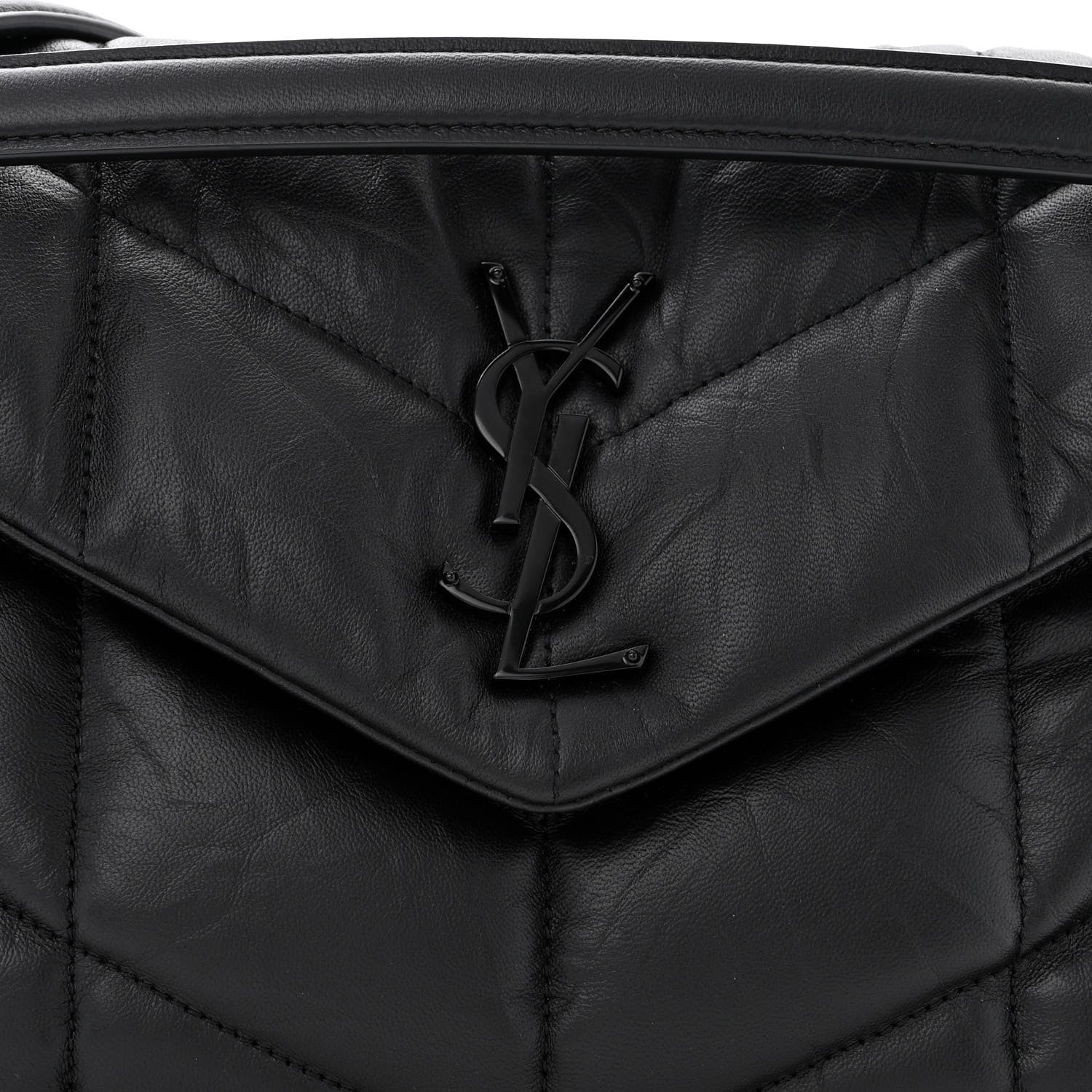 Saint Laurent Lambskin Quilted Monogram Monochrome Small Loulou Puffer Chain Satchel Black 8 of 11