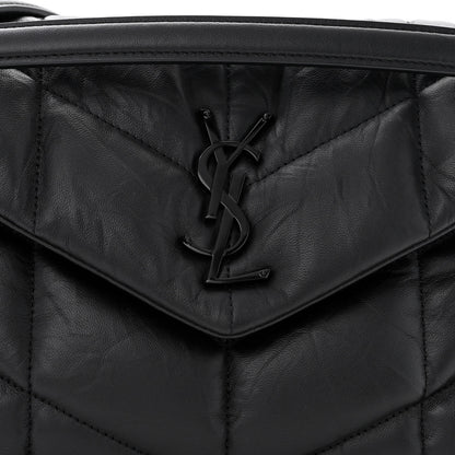 Saint Laurent Lambskin Quilted Monogram Monochrome Small Loulou Puffer Chain Satchel Black 8 of 11