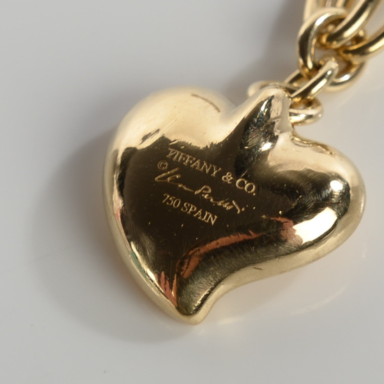 Tiffany 18K Yellow Gold Elsa Peretti Full Heart Charm Bracelet 4 of 6