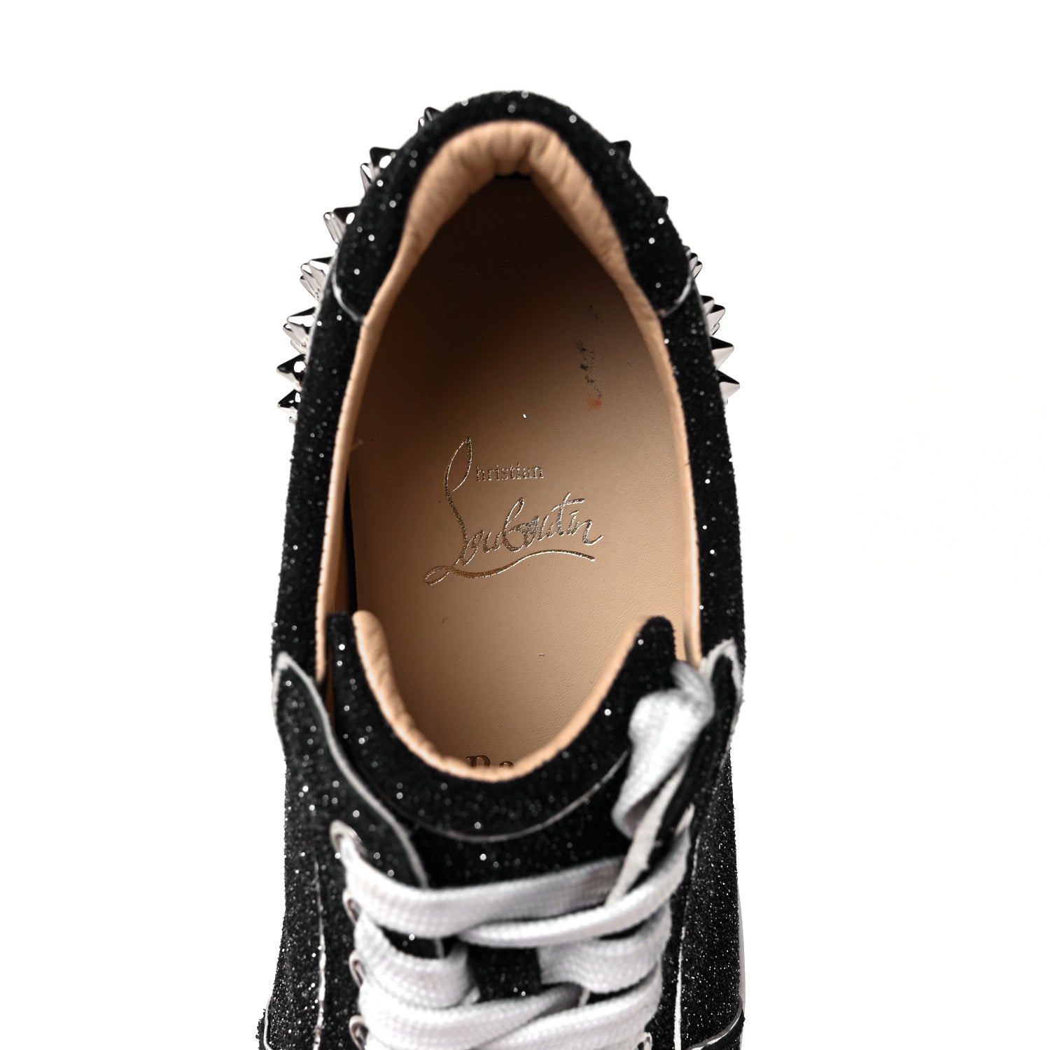 Christian Louboutin Crosta CometeSpikes Womens Vieira 2 Flat Crosta Comete Sneakers 37 Black Silver 8 of 9