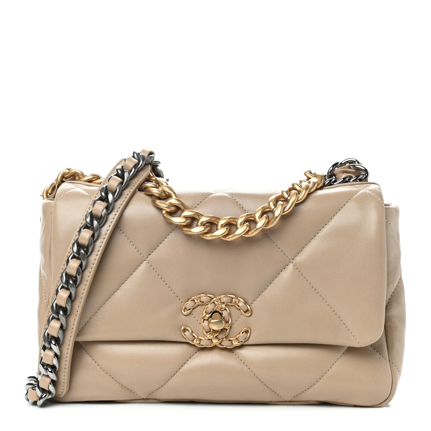 Chanel Lambskin Quilted Medium Chanel 19 Flap Dark Beige 1 of 9