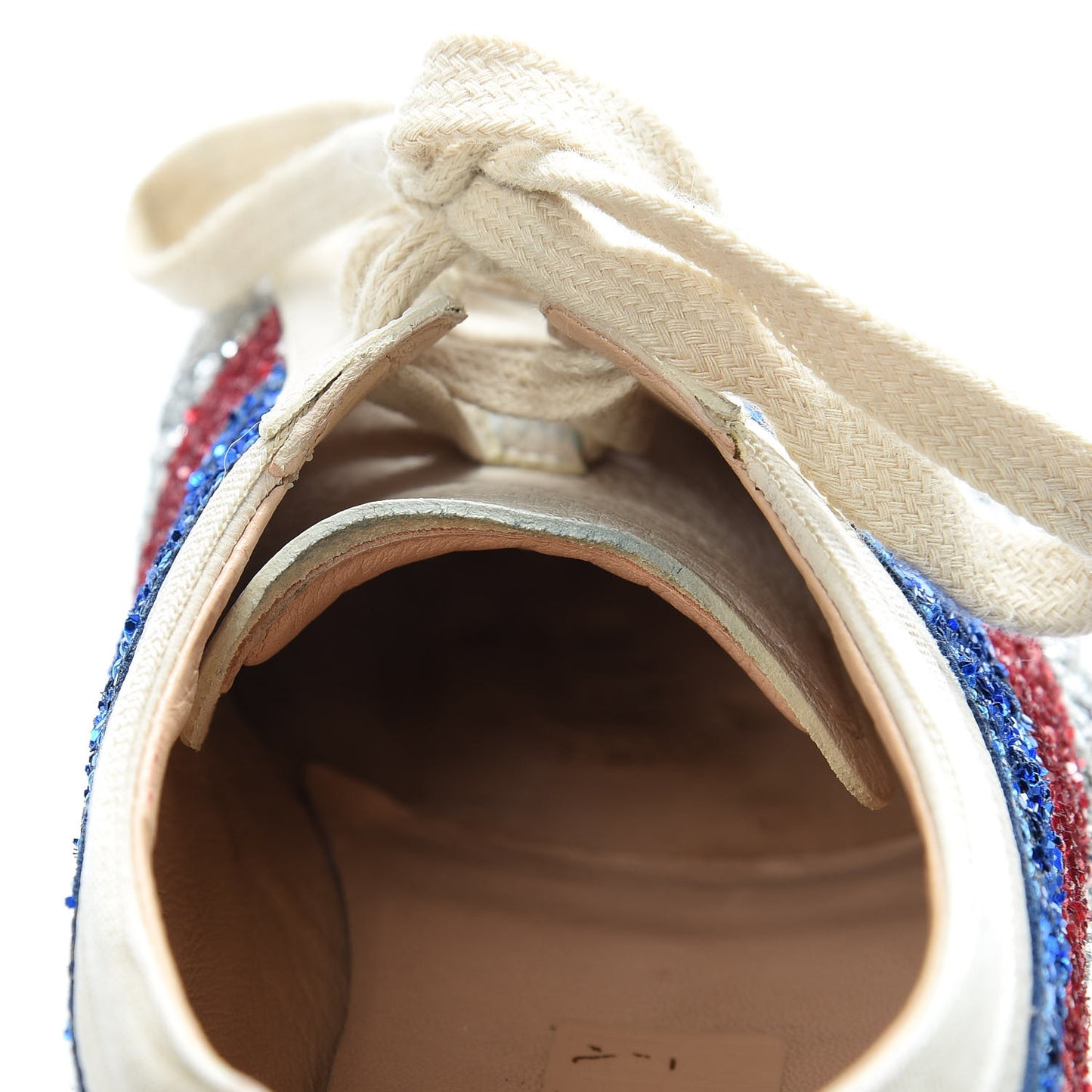 Calfskin Glitter Crystal Womens Sylvie Web Falacer Sneakers 36.5 White