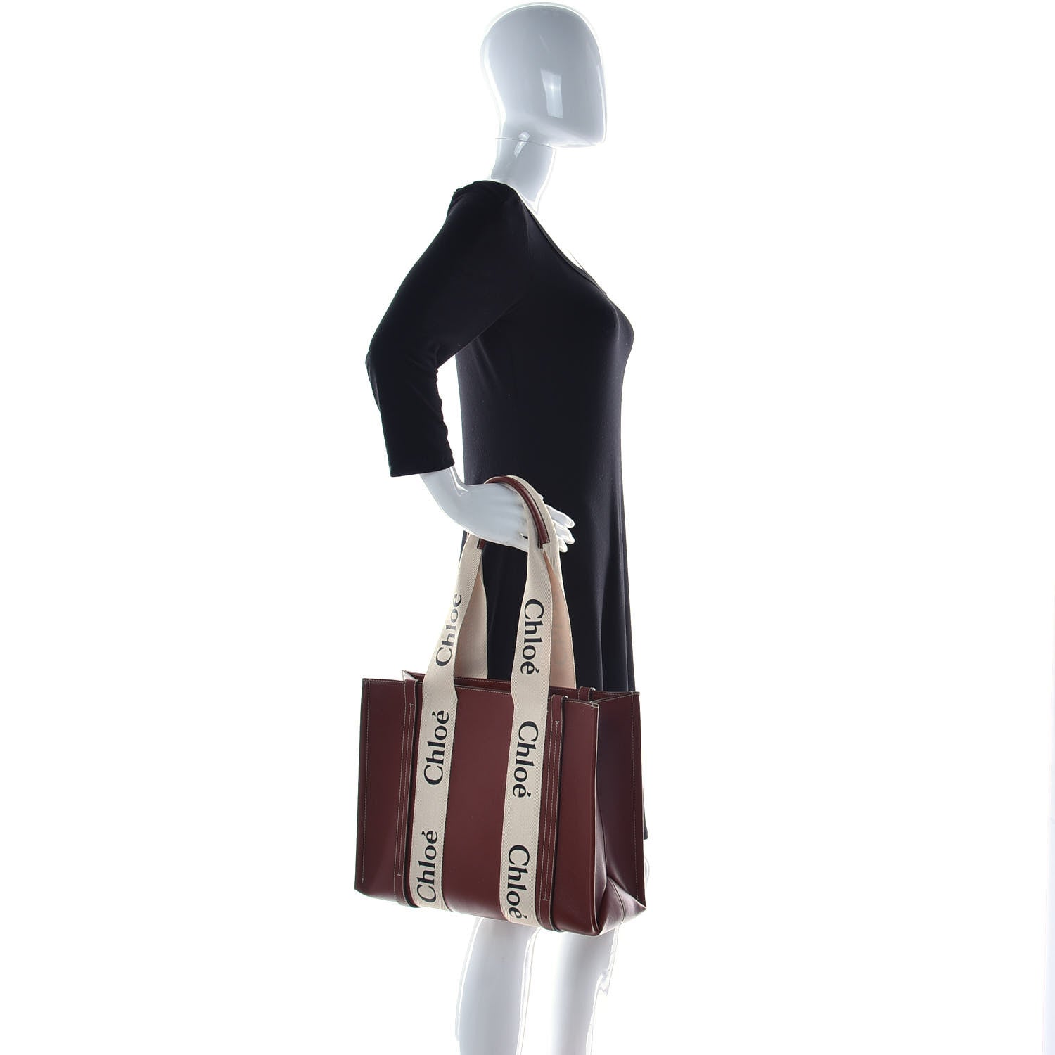 Chloe Calfskin Medium Woody Ribbon Tote Sepia Brown 2 of 11