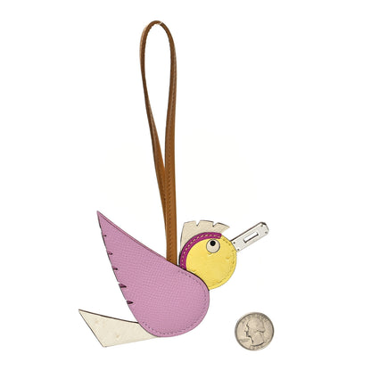 Hermes Ostrich Epsom Swift Birdy Bag Charm Mauve Sylvestre Nata Jaune Citron Magnolia Sesame 2 of 5