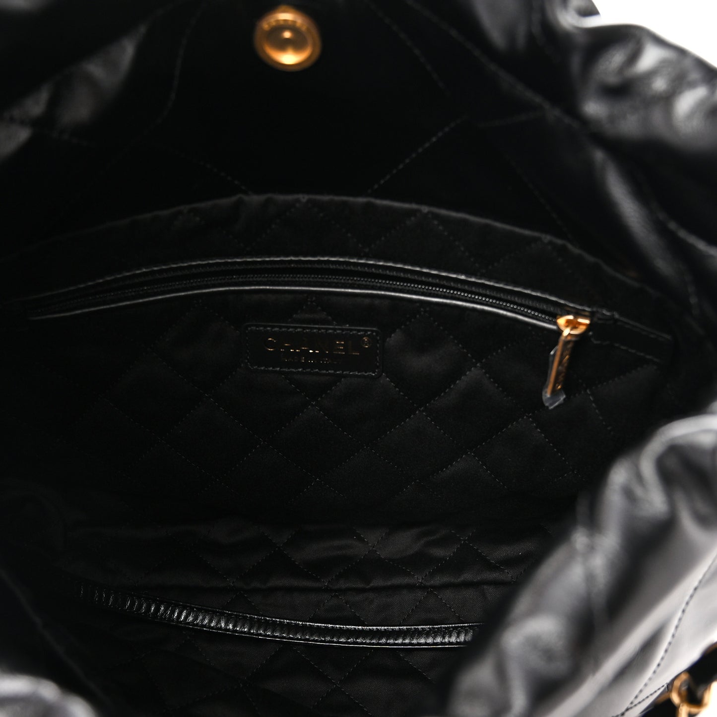 Shiny Calfskin Quilted Small Chanel 22 Black