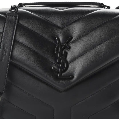 Saint Laurent Calfskin Y Quilted Monogram Small Loulou Chain Satchel Black 9 of 9