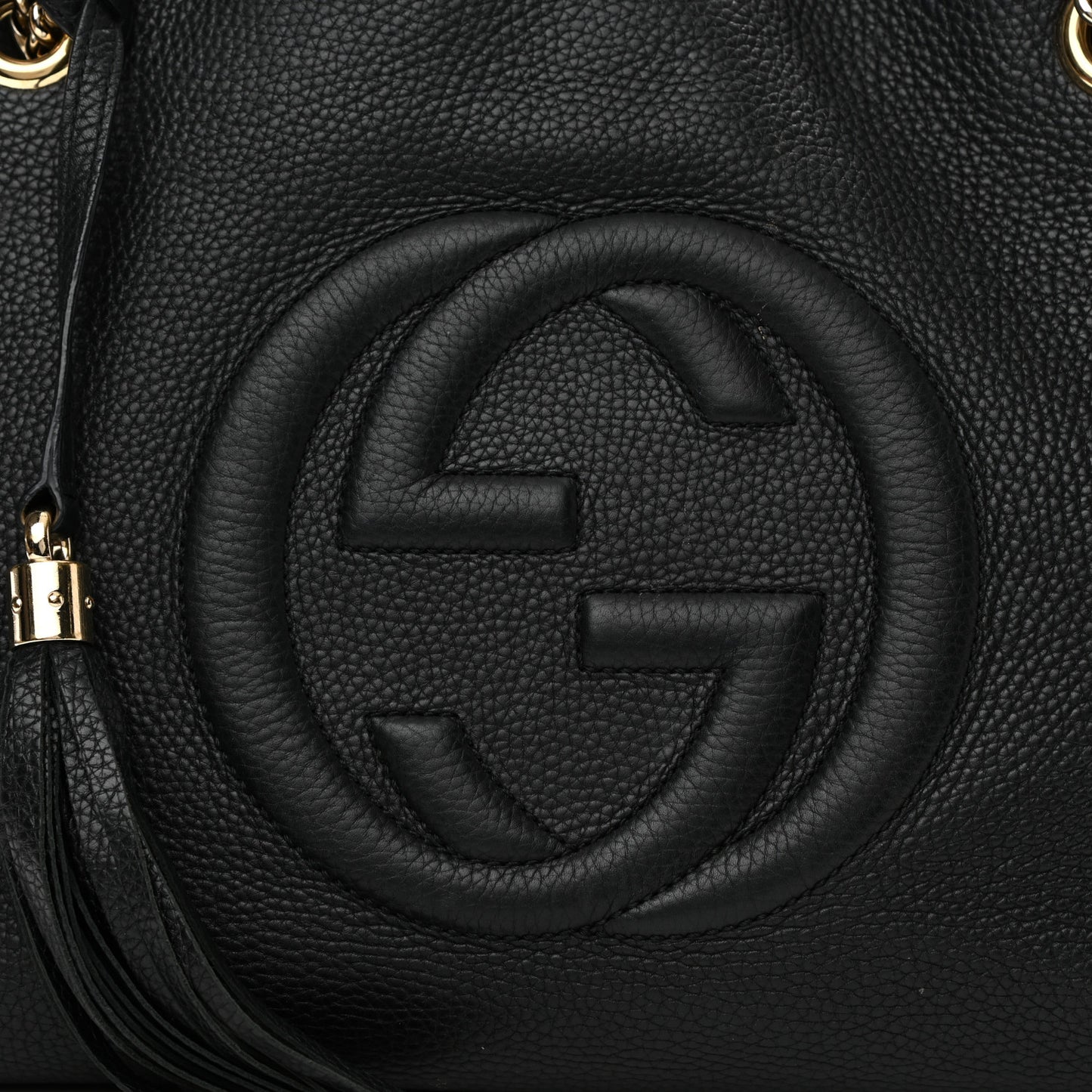Pebbled Calfskin Medium Soho Chain Shoulder Bag Black