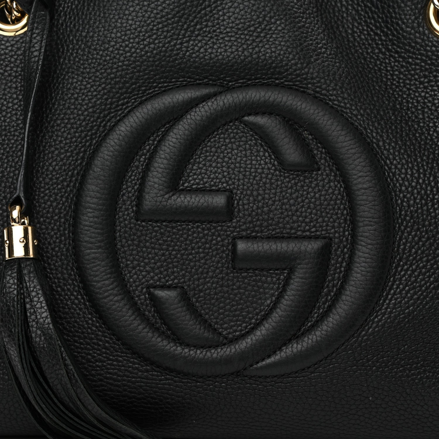 Gucci Pebbled Calfskin Medium Soho Chain Shoulder Bag Black 8 of 16