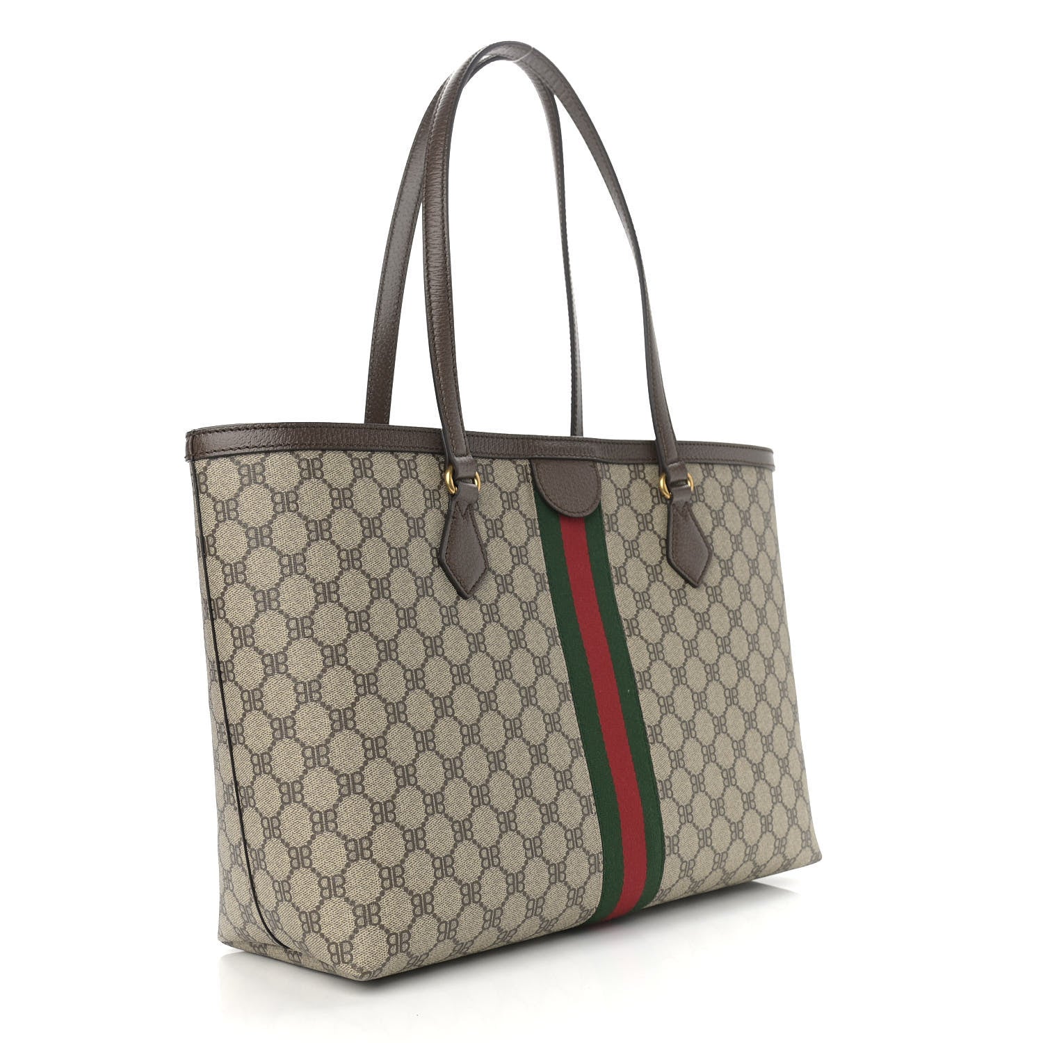 Gucci X BALENCIAGA BB Supreme Monogram Web Medium Ophidia Shopping Tote Beige New Acero 3 of 9