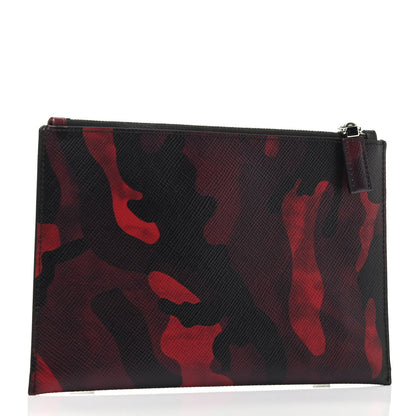 Prada Saffiano Camouflage Flat Pouch Bordeaux 2 of 3