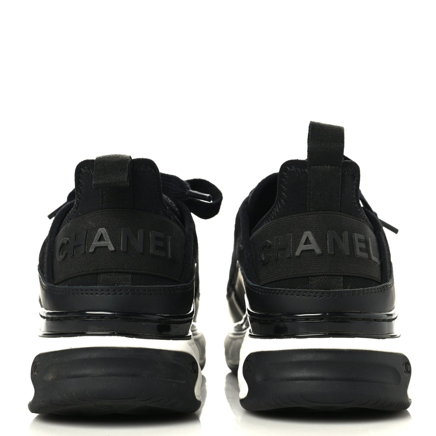 Velvet Calfskin Mixed Fibers CC Sneakers 36 Black