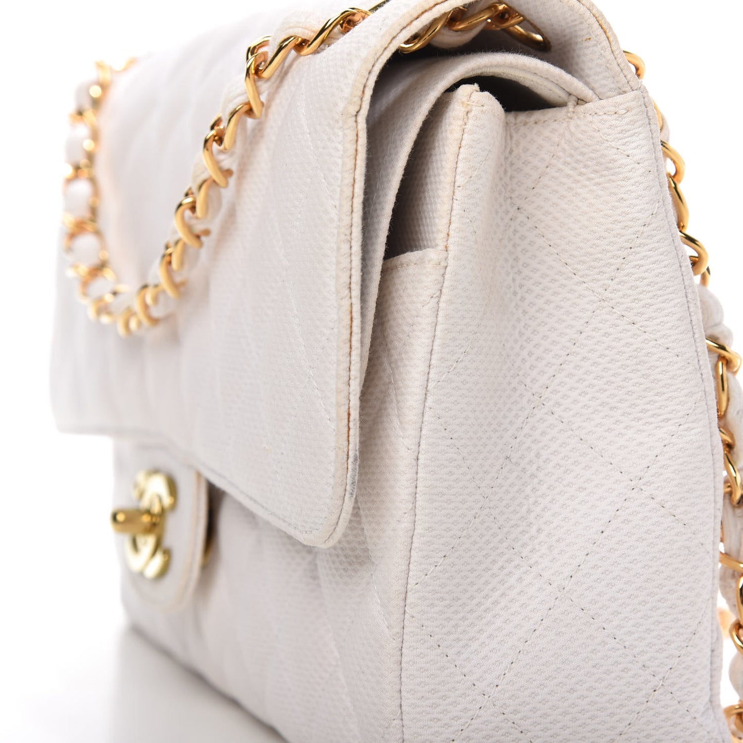 Neoprene Quilted Medium Double Flap White