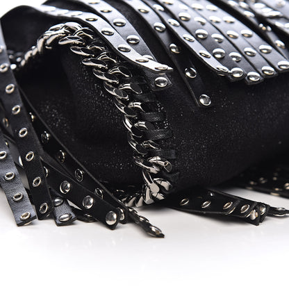 Stella McCartney Eco Alter Nappa Shaggy Deer Mini Falabella Studded Fringe Tote Black 8 of 10