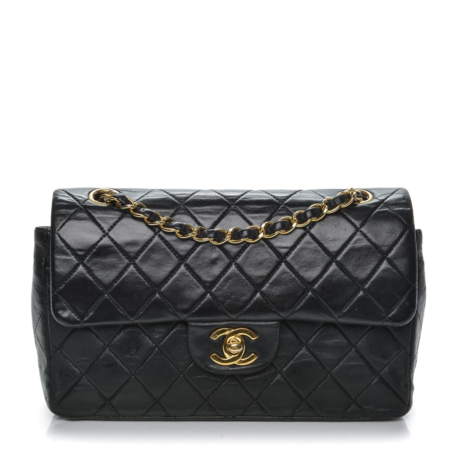 Lambskin Quilted Small Double Flap Black