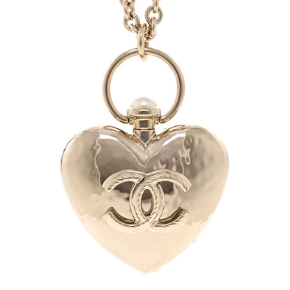 Chanel Metal CC Heart Locket Necklace Gold 4 of 6