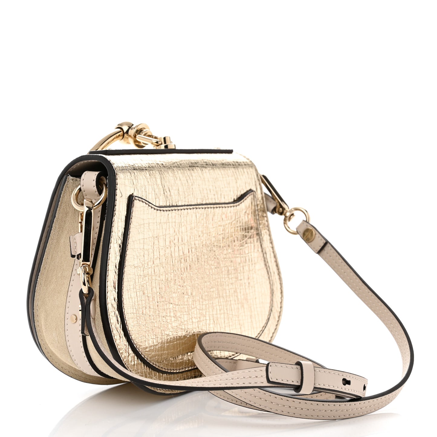 Metallic Calfskin Small Nile Bracelet Bag Gold