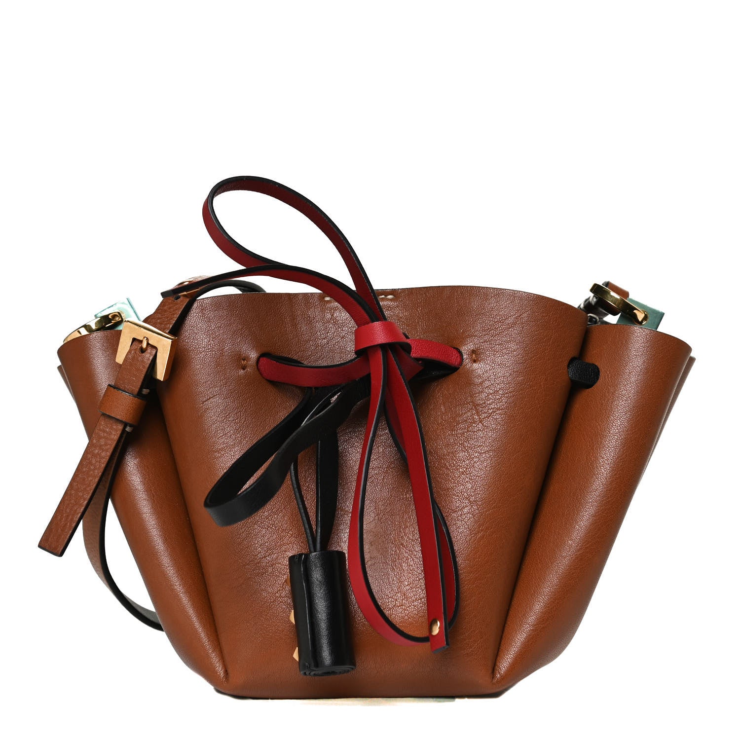 Valentino Garavani Grainy Calfskin VLogo Bucket Bag Brown 1 of 21