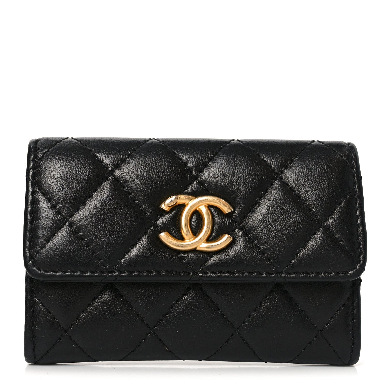 Chanel Lambskin Quilted Flap Card Holder Black 1 of 9