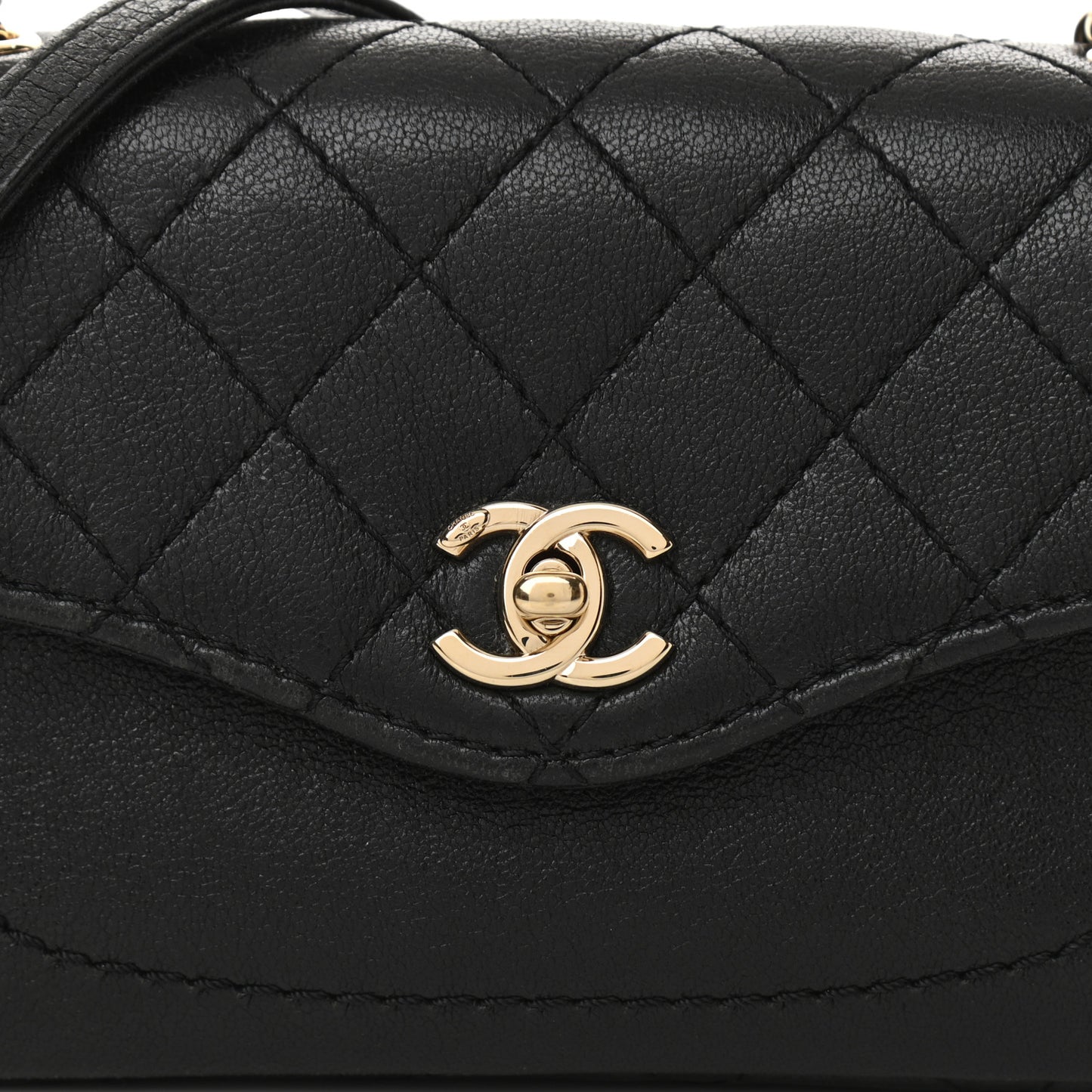 Goatskin Quilted Flap Black