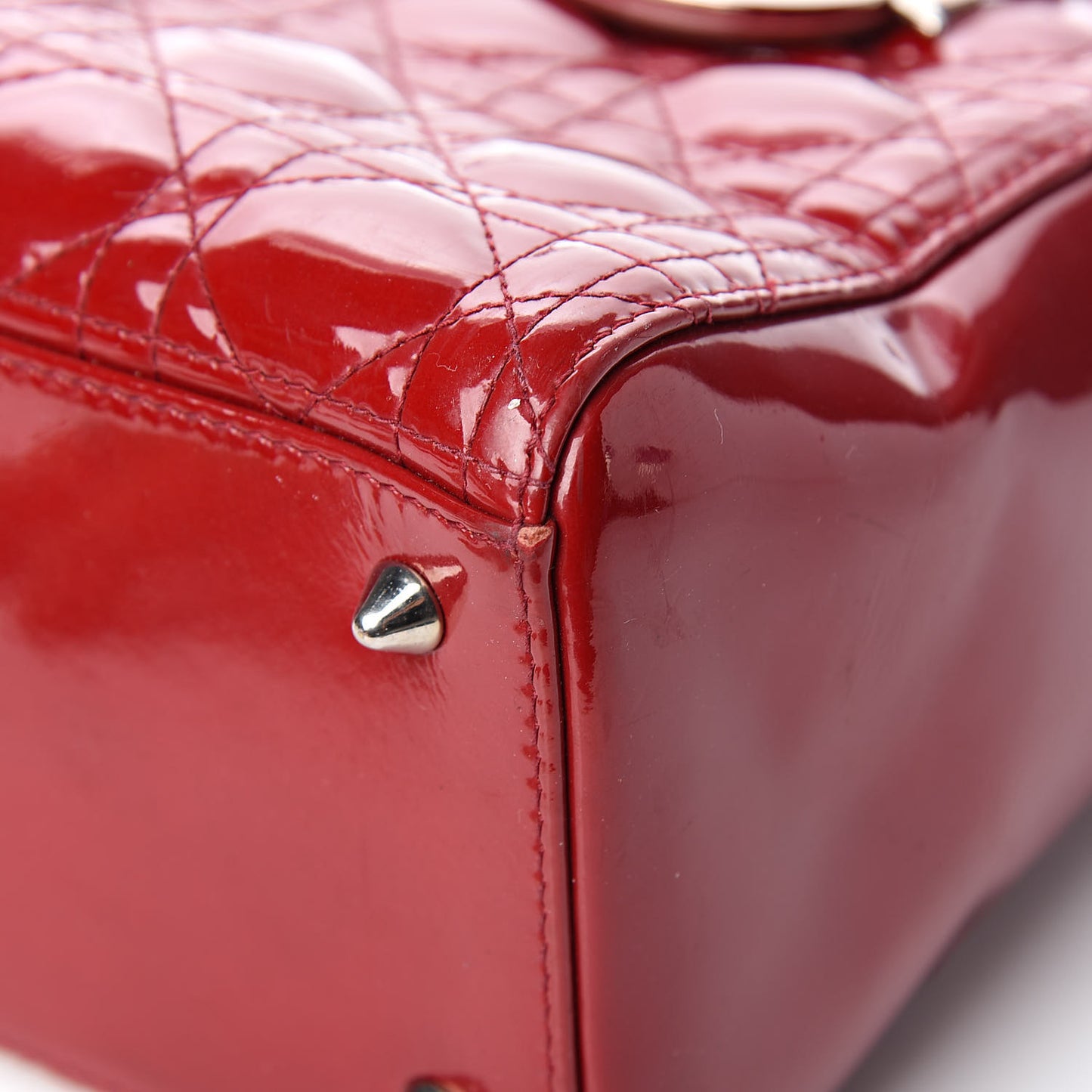 Patent Cannage Medium Lady Dior Red
