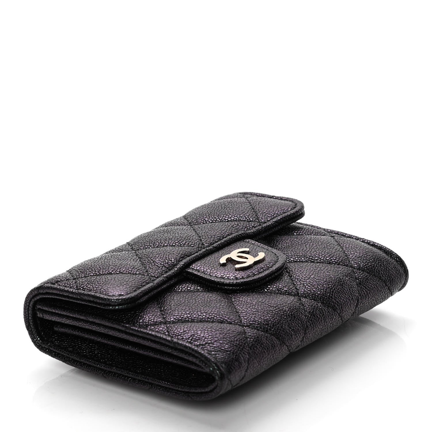 Chanel Iridescent Caviar Quilted Flap Card Holder Wallet Black 3 of 6