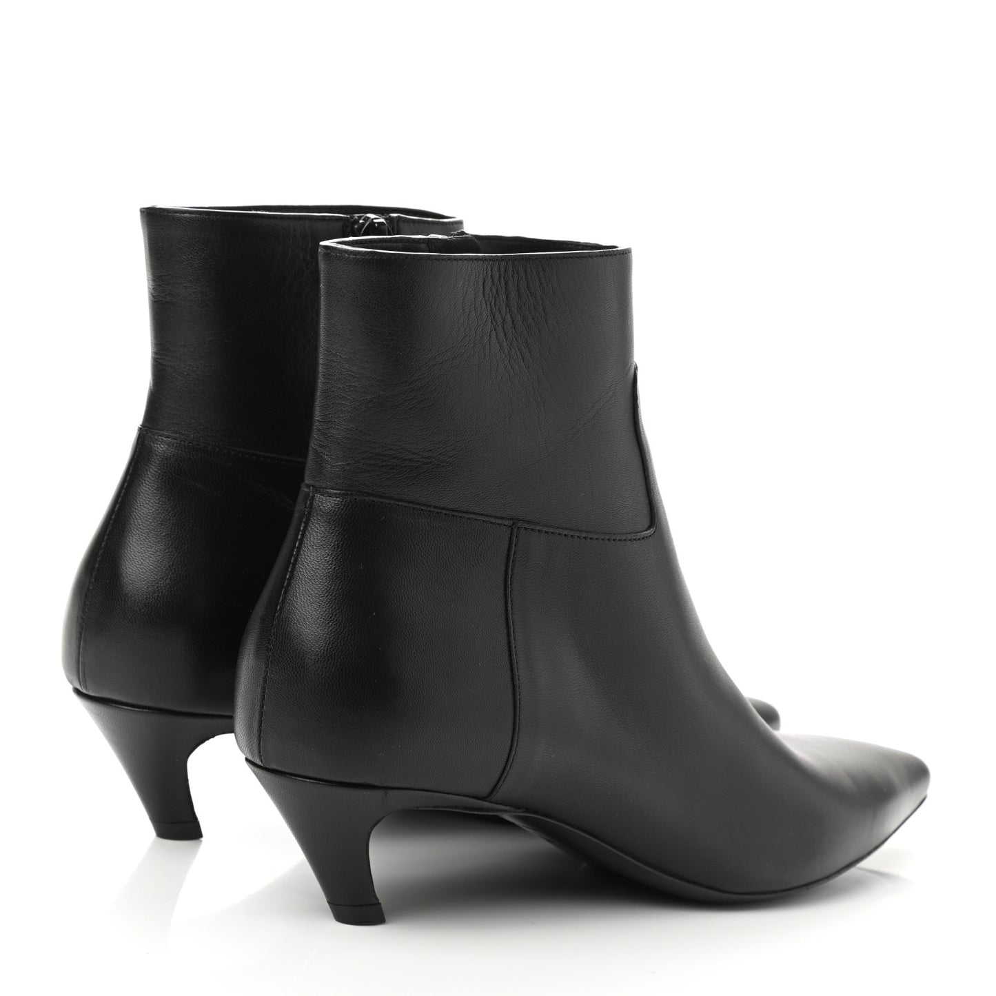 Calfskin Talon Slash Pointed Toe Ankle Boots 39 Black