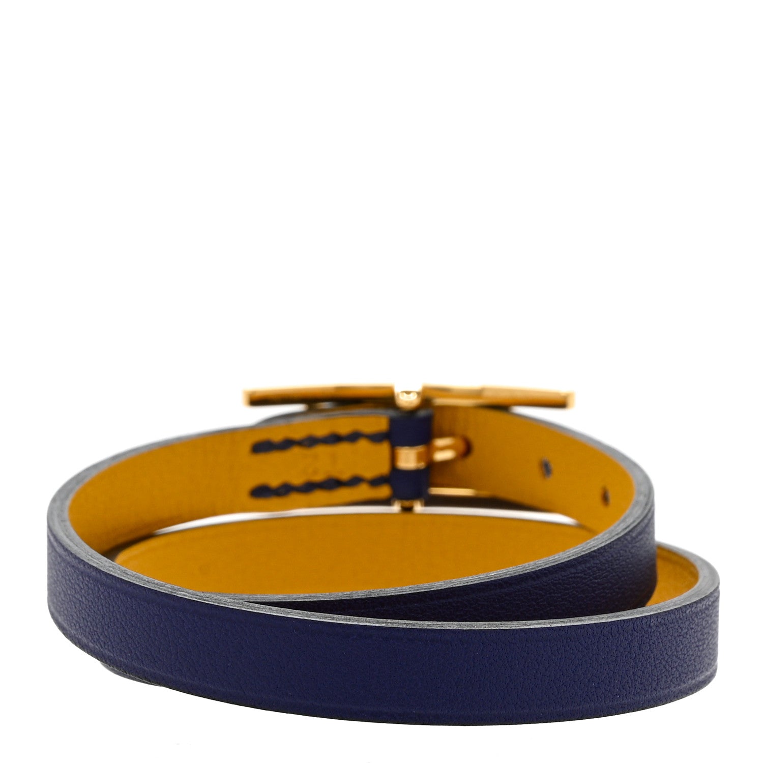 Hermes Swift Behapi Double Tour Bracelet T2 Bleu Encre Ambre 3 of 7