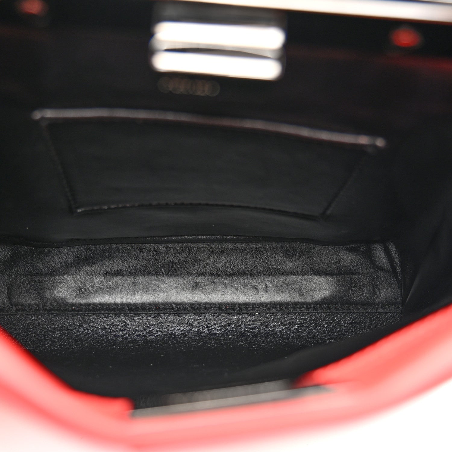 Fendi Vitello Seta Nappa Mini Plexi Handle Peekaboo Iconic Satchel Pomodoro 5 of 9