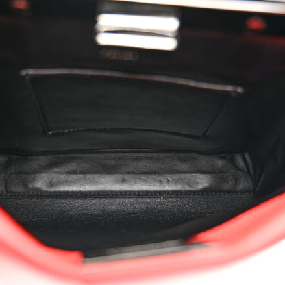 Fendi Vitello Seta Nappa Mini Plexi Handle Peekaboo Iconic Satchel Pomodoro 5 of 9