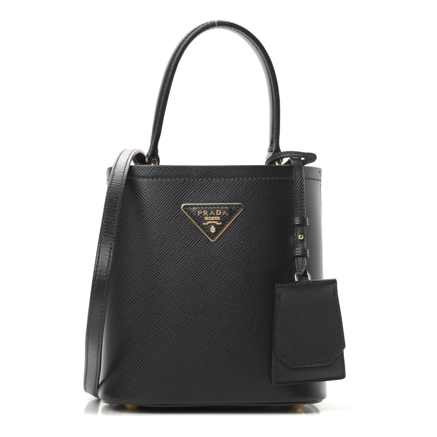 Prada Saffiano Cuir Small Panier Bucket Bag Black Fuoco 1 of 1