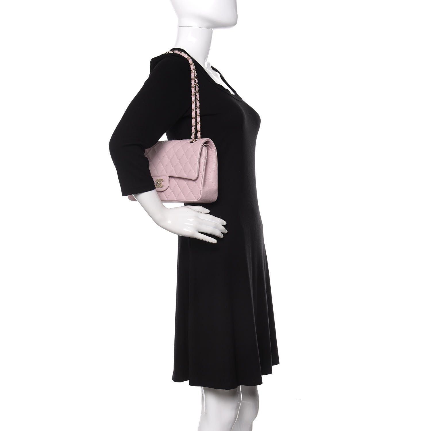 Chanel Caviar Quilted Medium Double Flap Light Pink 2 of 10