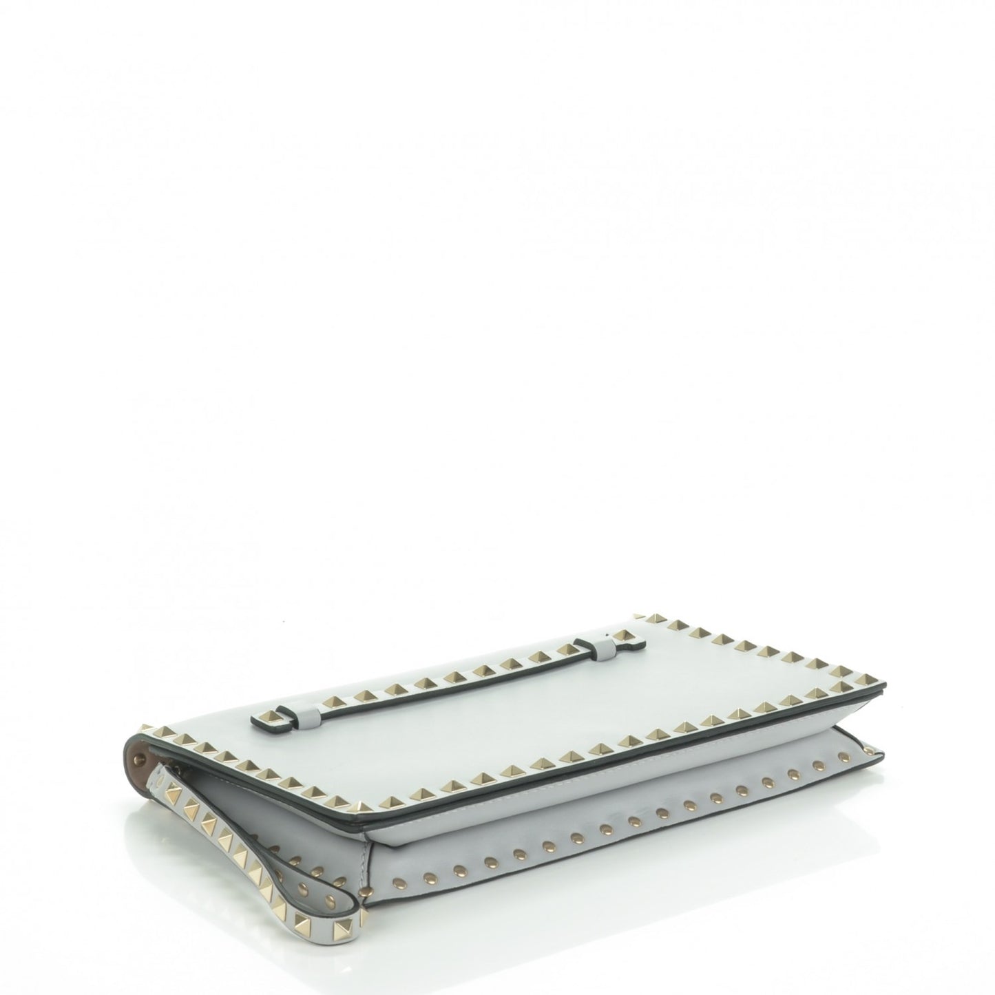 Nappa Rockstud Wristlet Clutch Pastel Grey