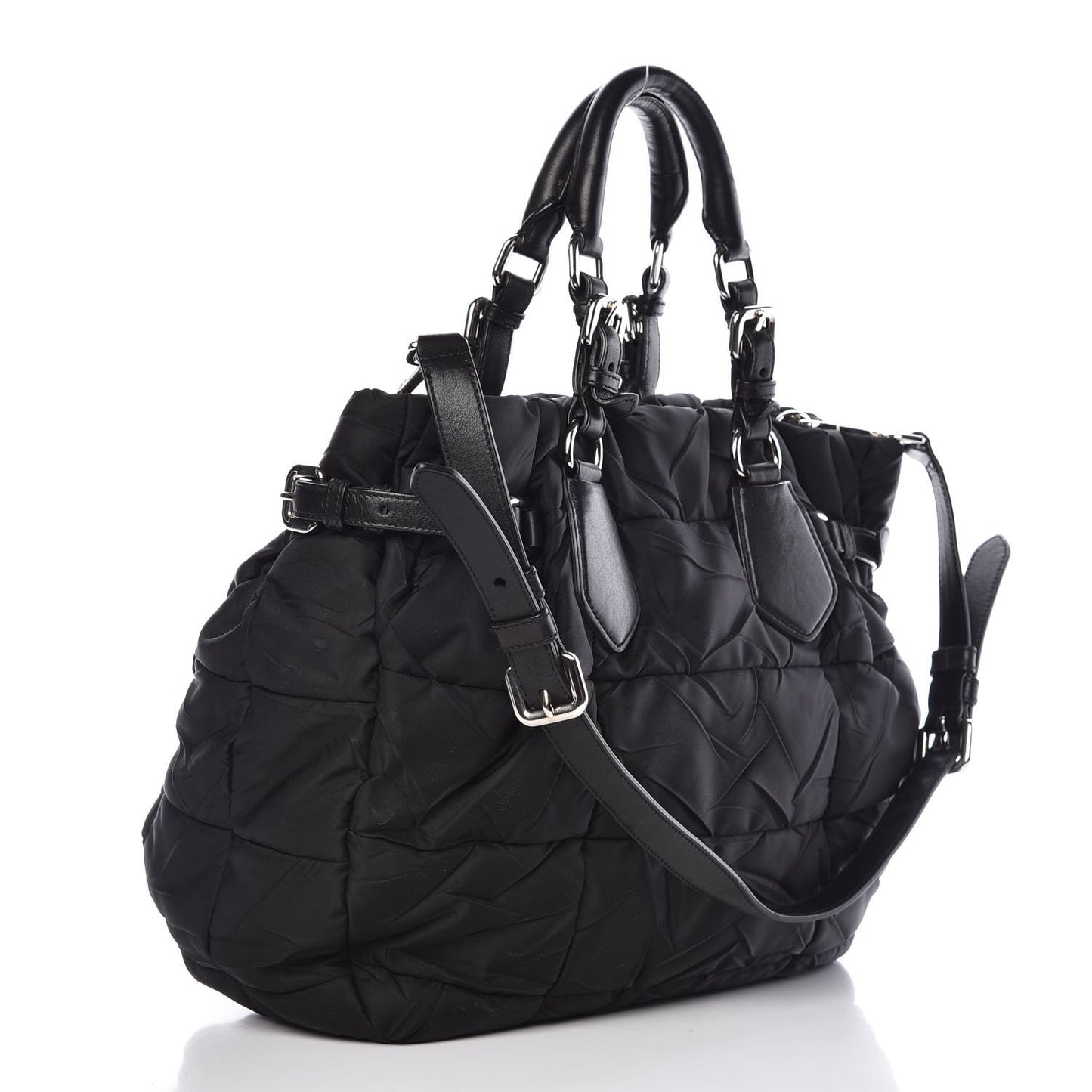 Tessuto Nylon Quilted Tote Nero Black