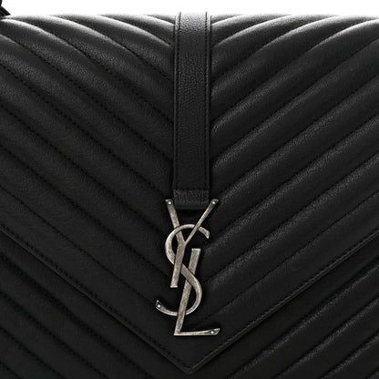 Saint Laurent Sheepskin Matelasse Chevron Monogram Large College Satchel Black 8 of 11