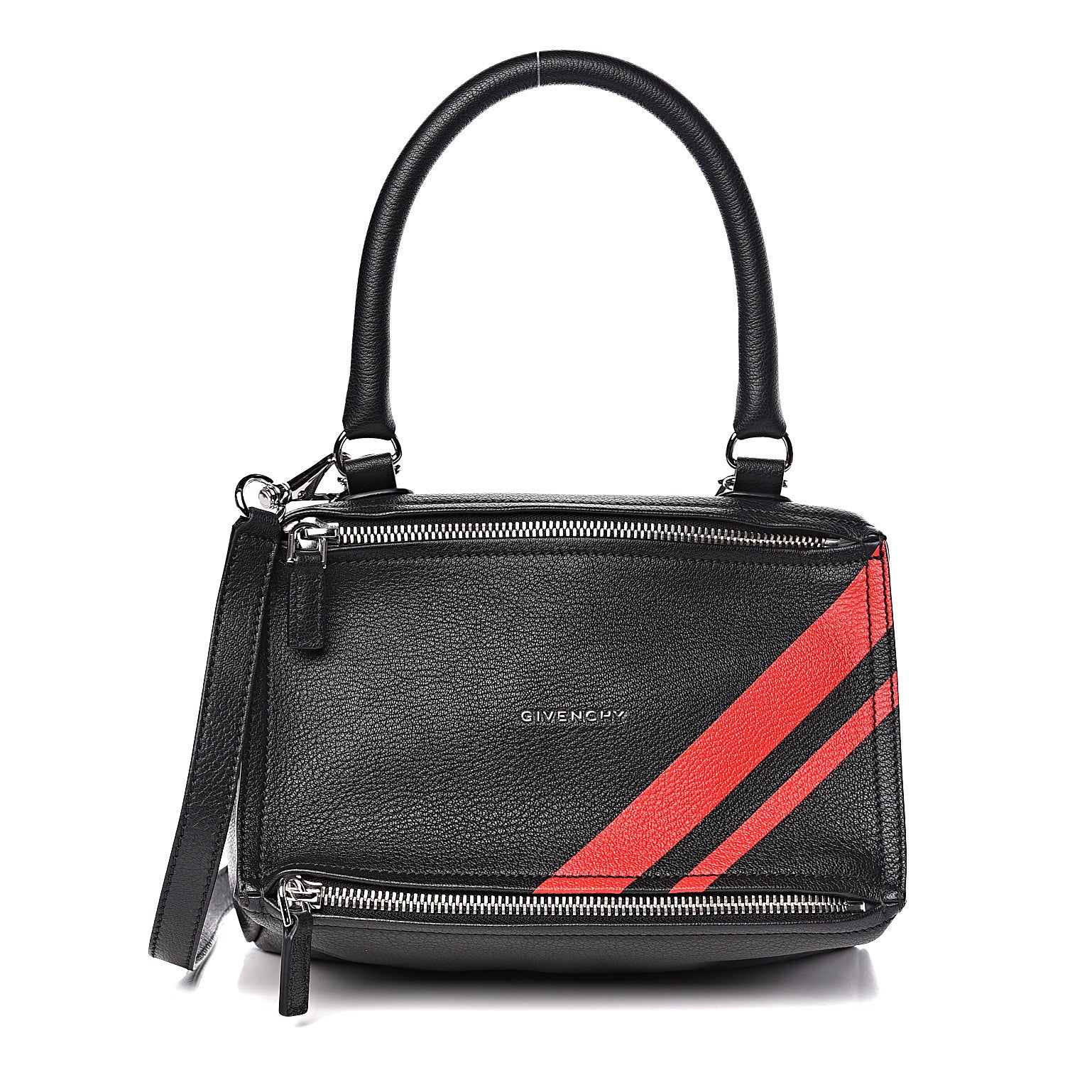Givenchy Sugar Goatskin Striped Small Pandora Red Black 1 of 10