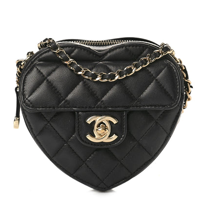 Chanel Lambskin Quilted CC In Love Heart Clutch Black 1 of 8
