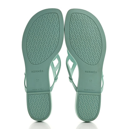 Hermes Rubber Womens Egerie Sandals 37 Vert Embrun 5 of 9